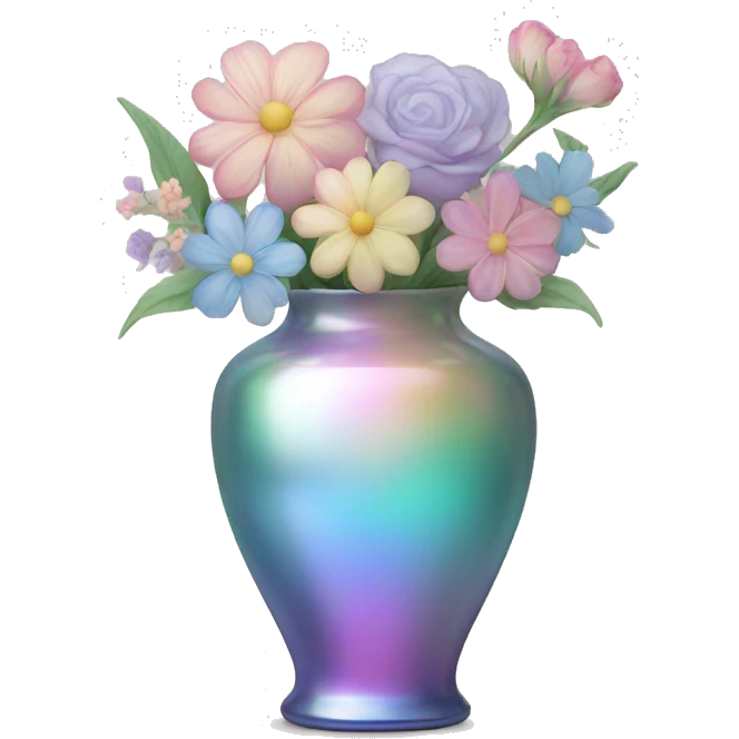 Iridescent vase with pastel flowers emoji