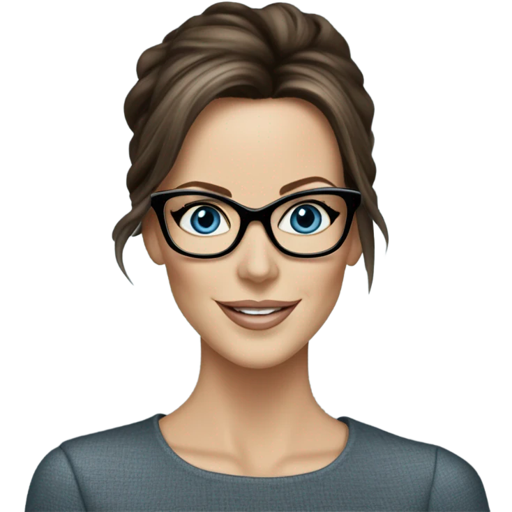 Kate Beckinsale, glasses, blue eyes happy elegant  emoji