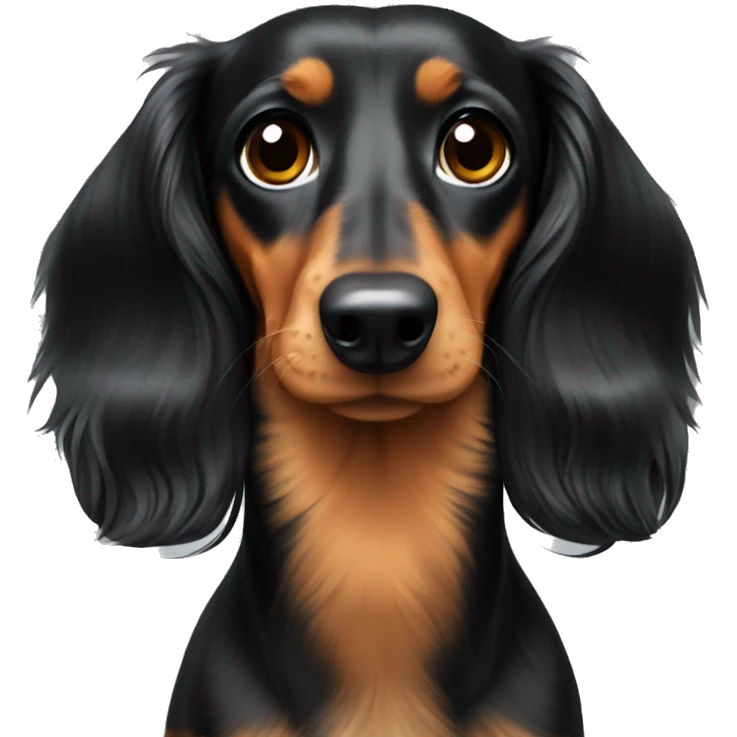 Long haired black and tan dachshund  emoji