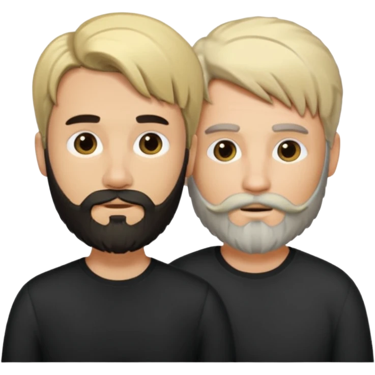 Man with a beard and long hair black gathered with another short-haired blond man emoji