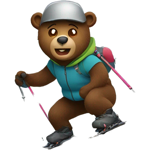a bear skiing in the mountain emoji