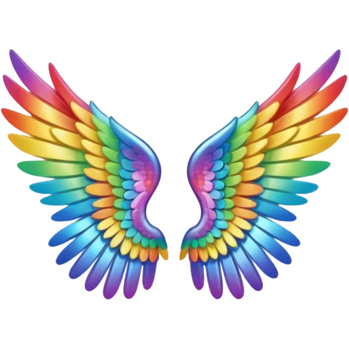 Tiny small mini left and right rainbow angel wings. emoji