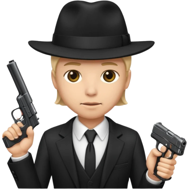 Underboss, black suit, fedora, gun emoji