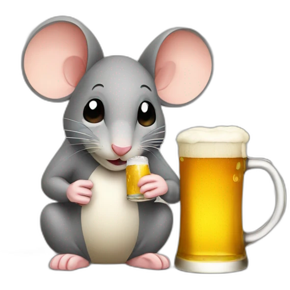 A mouse drinking beer emoji
