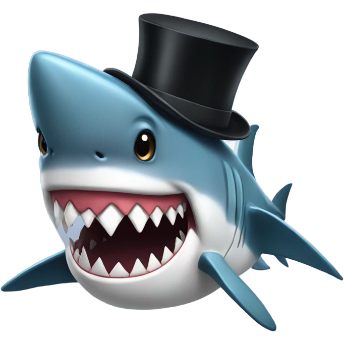 Shark with a top hat emoji
