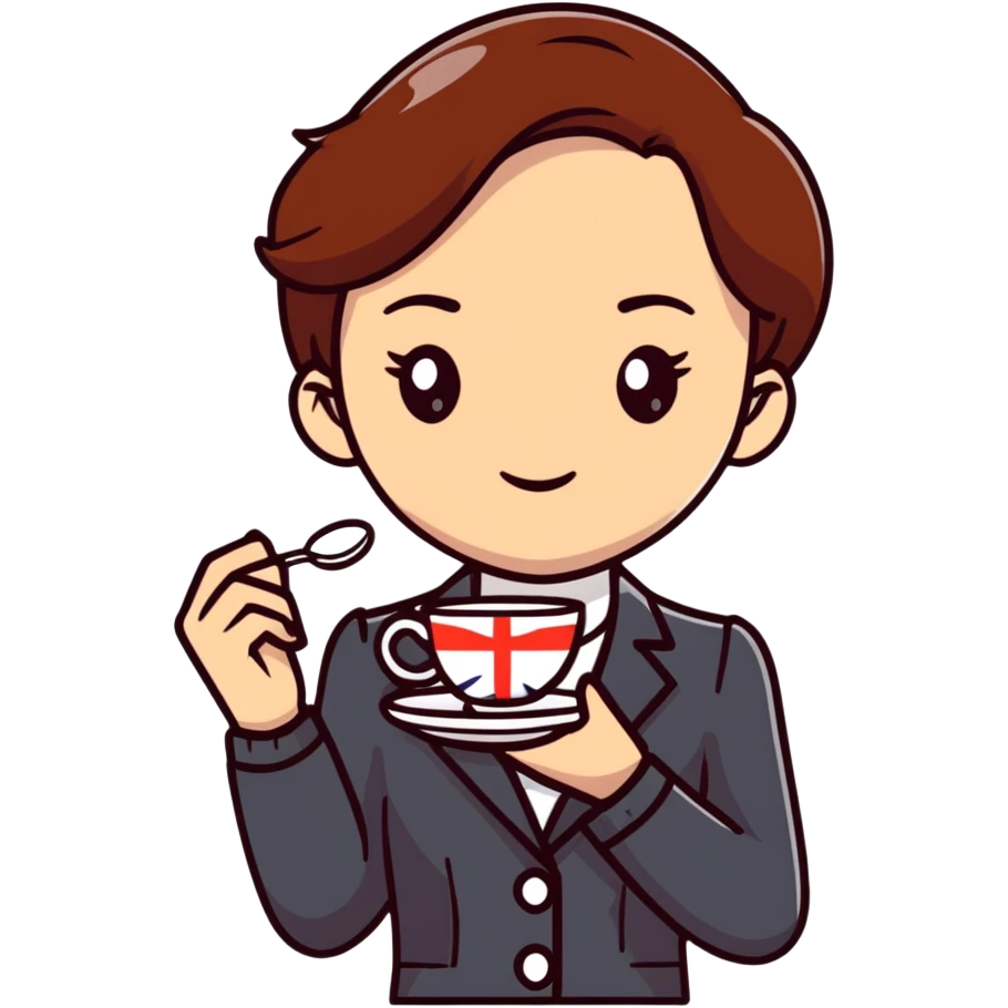 Stylish British girl with anatomically correct hands elegantly holding teacup emoji
