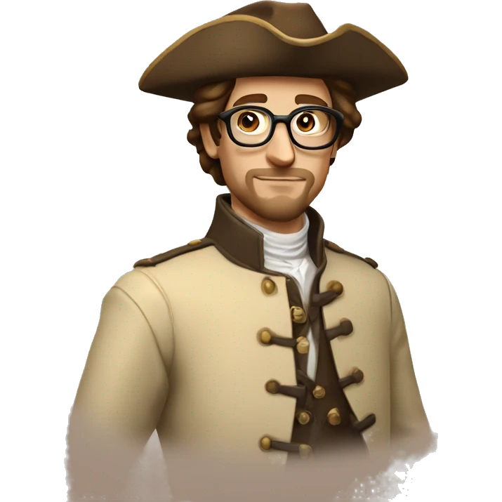 Musketeer man beige jacket short brown hair garden round glasses emoji
