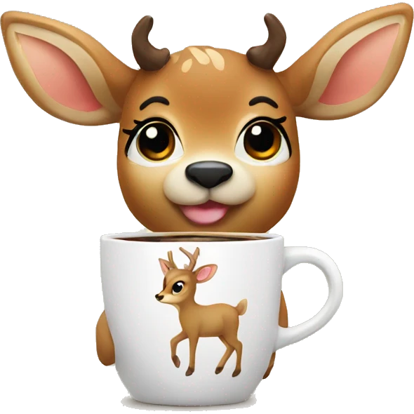 cute deer drinking coffee emoji
