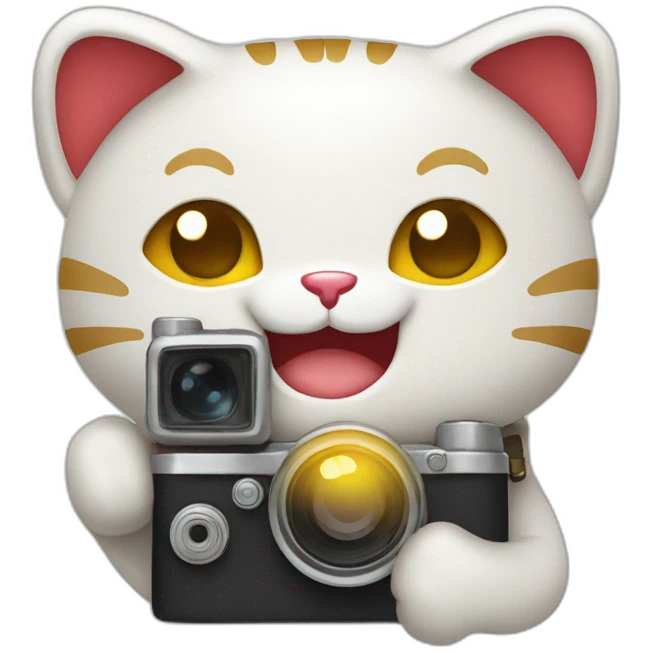 smiling-maneki-neko-with-camera emoji
