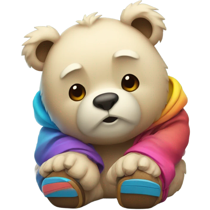 Sad bear wearing shoes emoji