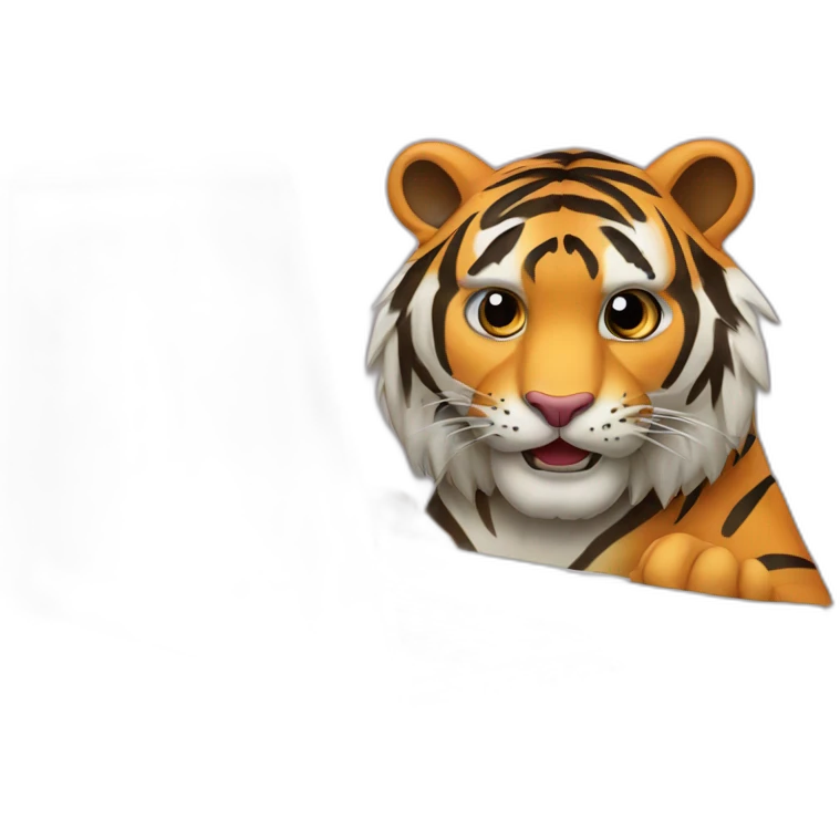 A tiger on a laptop with an "AVEX" sticker emoji