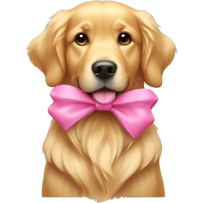 golden retriever with a pink bow emoji