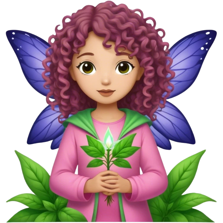 pink, green indigo irish weed fairy curly brown hair emoji