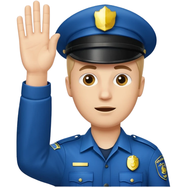a white police man with one hand up telling the traffic to stop emoji
