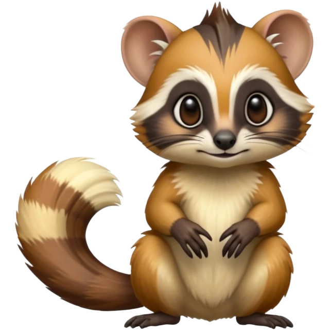 Colorful shiny hyper-realistic cute smooth soft fuzzy Tamarin-Numbat-hybrid (full body) emoji