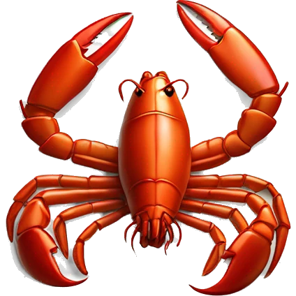cooked red lobster served on a plate, with a focus on its claws and tail, vibrant and appetizing.” emoji