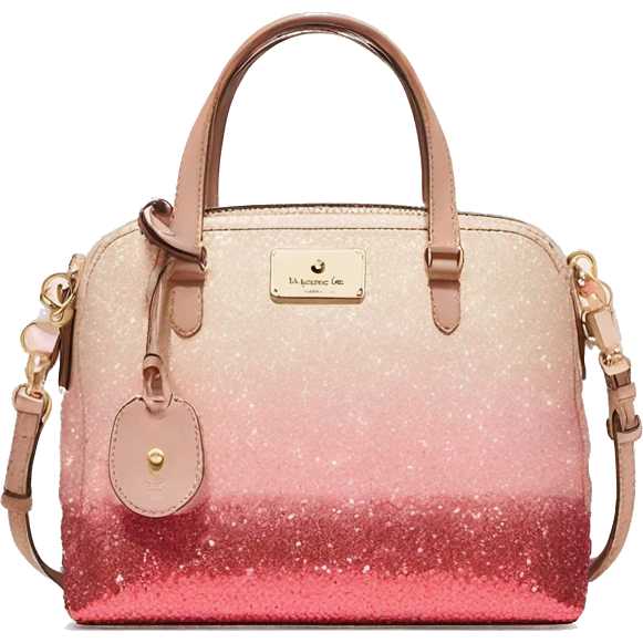Realistic blush pink to tan ombre glitter kate spade satchel purse. emoji