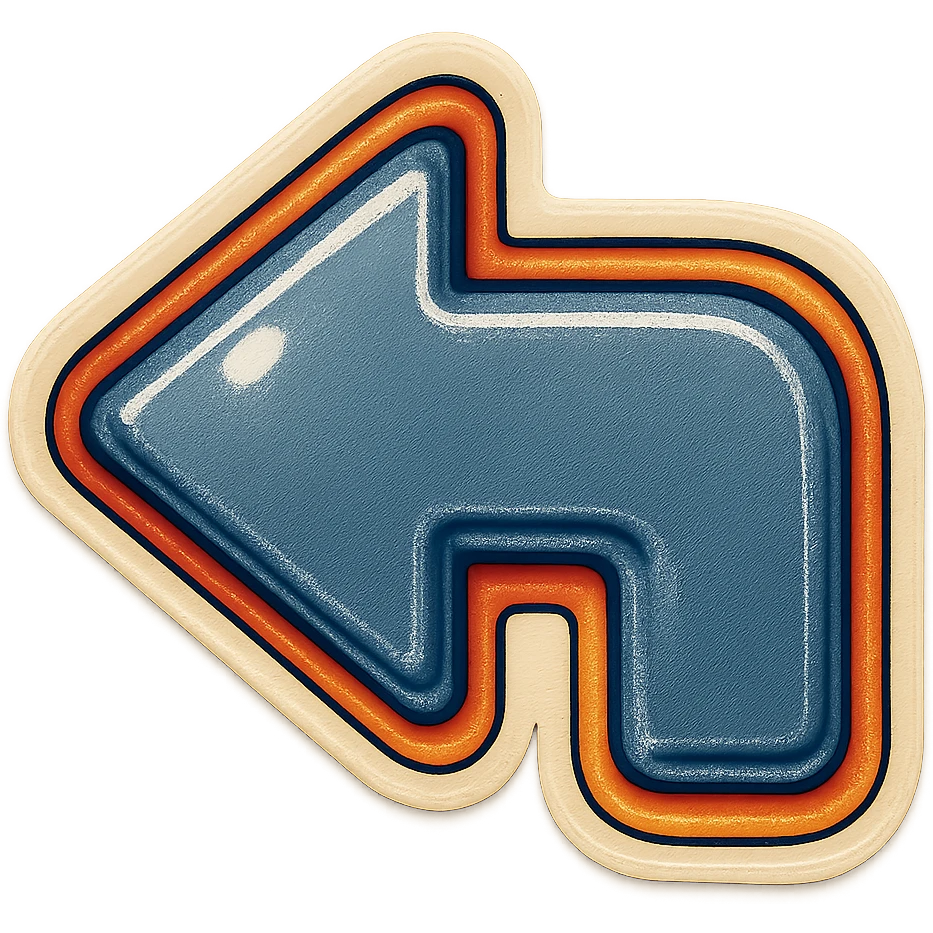 A gray arrow pointing backward sticker with a vintage design and colorful details emoji
