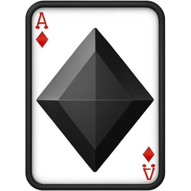 3d diamond shape matte black. diamond shape like on a playing card emoji