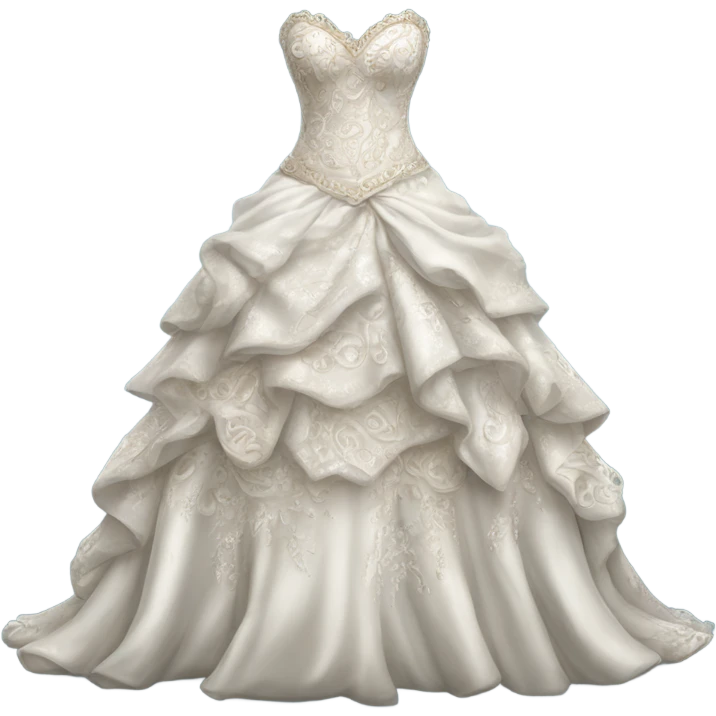 Hyper Realistic ornate 
Whimsical Wedding dress displays emoji