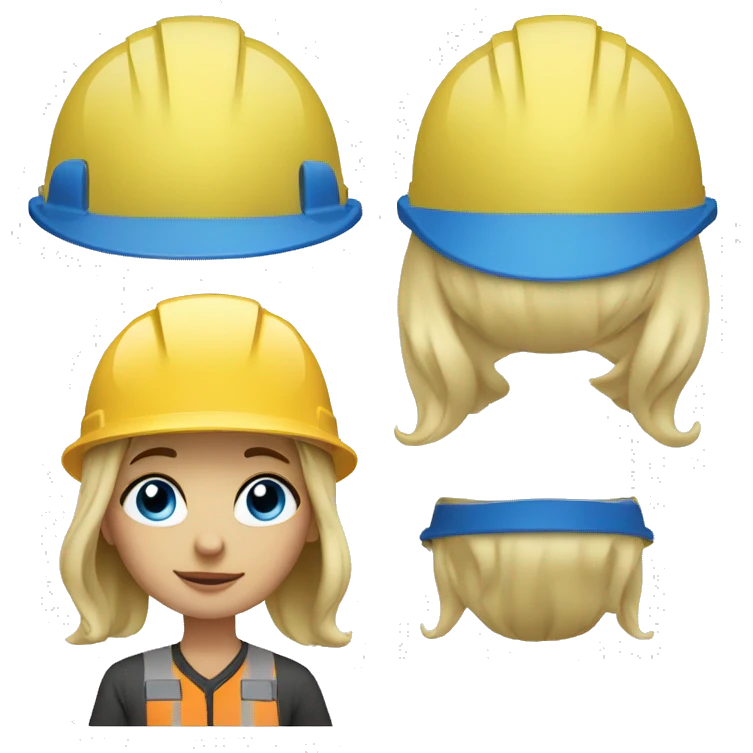 blonde girl with blue eyes in a construction helmet emoji