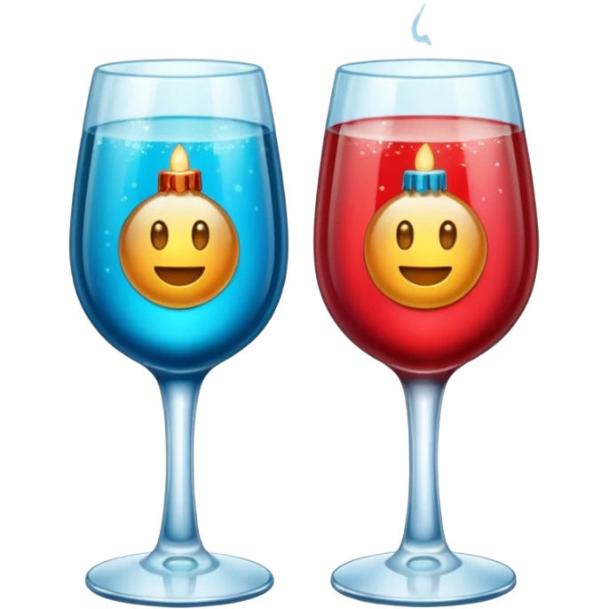Dos copas con colores navideños brindando emoji