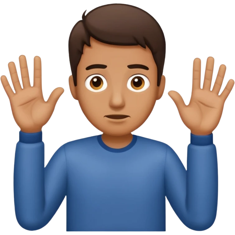 Confused guy with a 6 above his left hand and a 7 above his right hand emoji