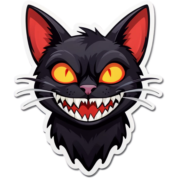 Black cat with vampire teeth emoji