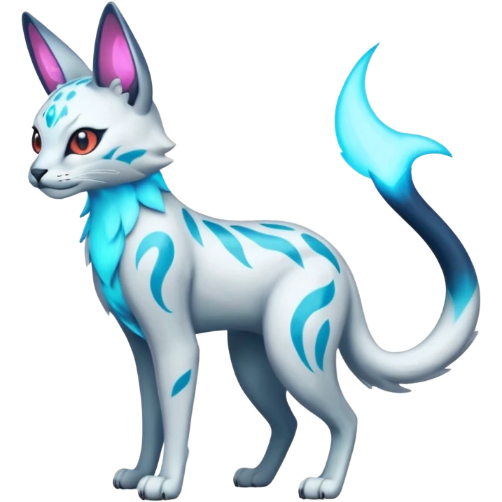 Neon Vibrant Pulsating Trail-glowing Chromatic Trico-Serval-Absol-Salamence-Silvally-fusion-hybrid emoji