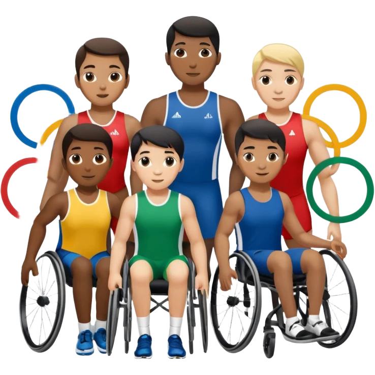 paralympic games with disable athletes with the right colors of olympic rings emoji