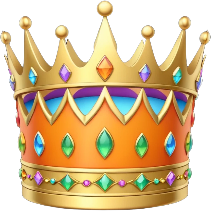 3d crown orange in color with rainbow inlay emoji