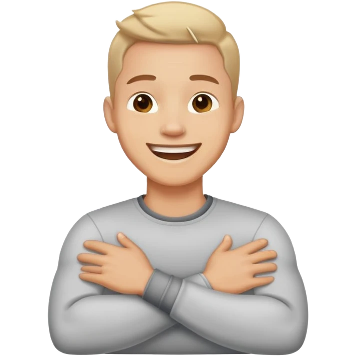Man crossing arms on neck laughing  emoji