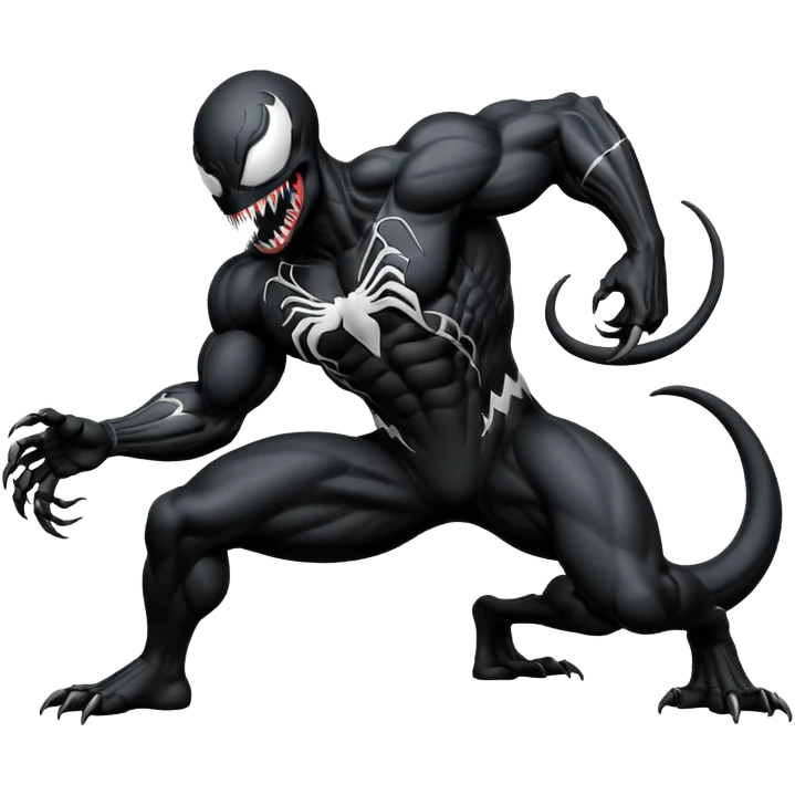 Venom crawling, full black body, no white logos, simplified style emoji
