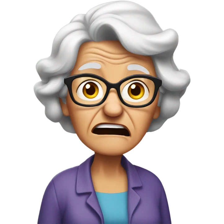 angry grandma can't hear cup her hand to her ear emoji
