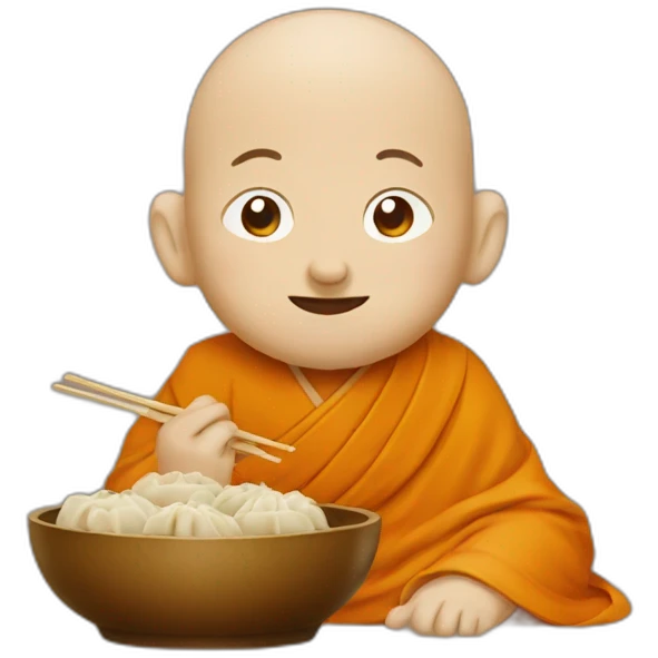 Monk eating dumplings  emoji