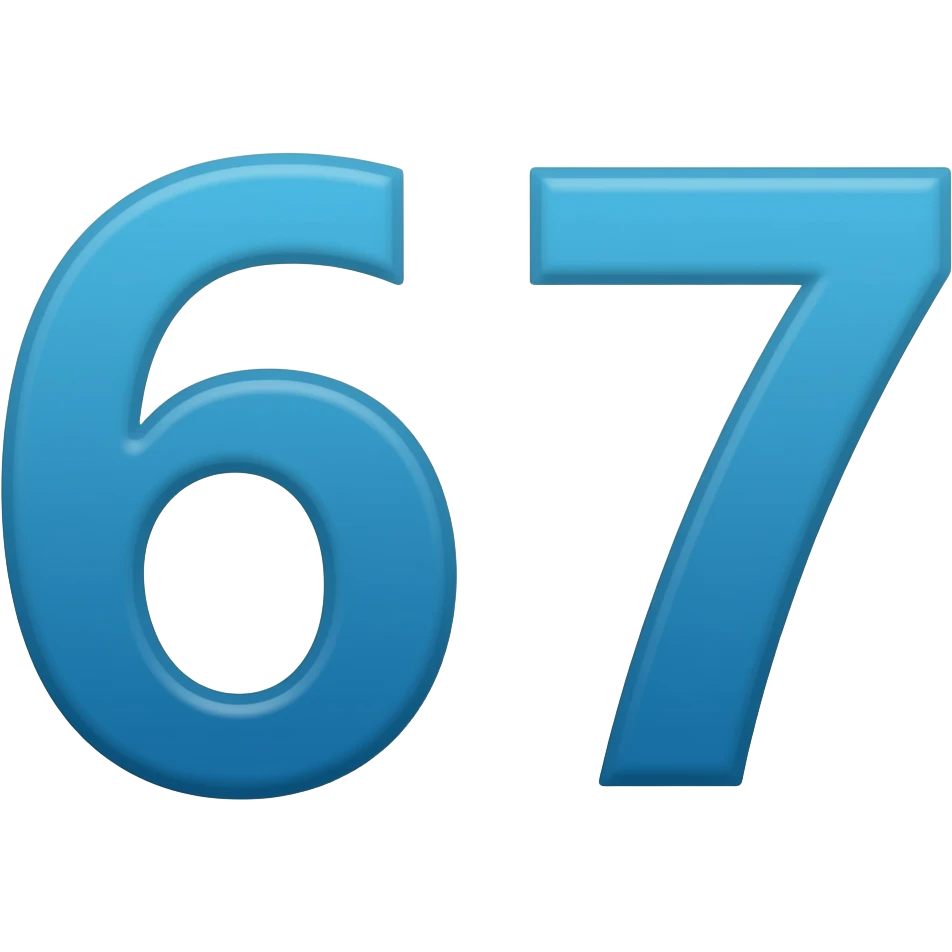 67 ve mavi renkli emoji