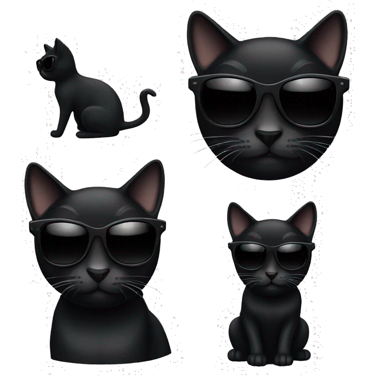 black cat wearing black framed sunglasses emoji