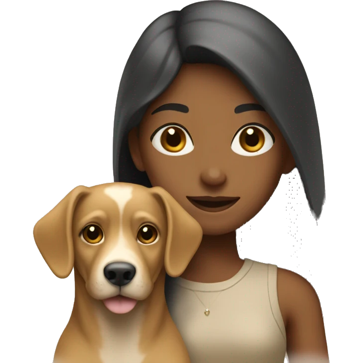 A girl going out with a beige dog emoji