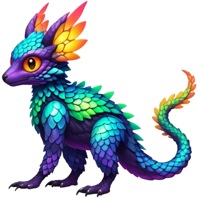 futuristic lush warm-colored neon-colored Fakémon-Trico-creature (full body) emoji