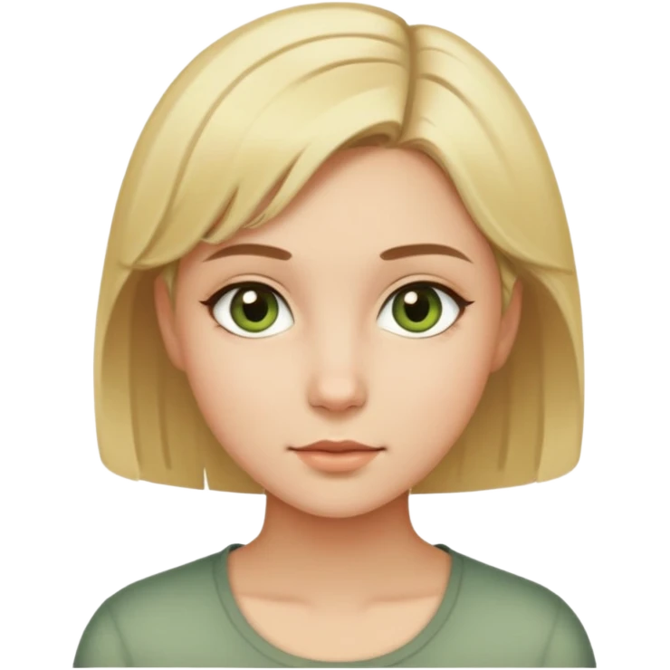 Girl with blonde short hair and brownish greenish eyes emoji