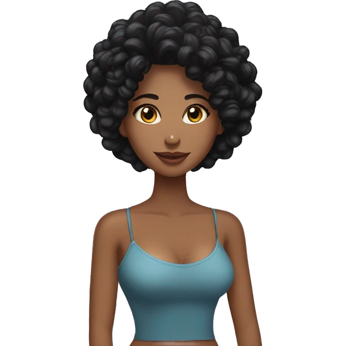 Mulher morena com cabelos pretos longos emoji