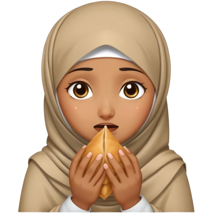 Hijab girl crying with samosa in her hand  emoji