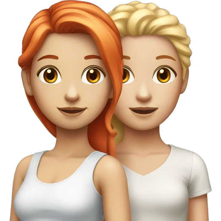 Girl with blond hair and girl with red hair emoji
