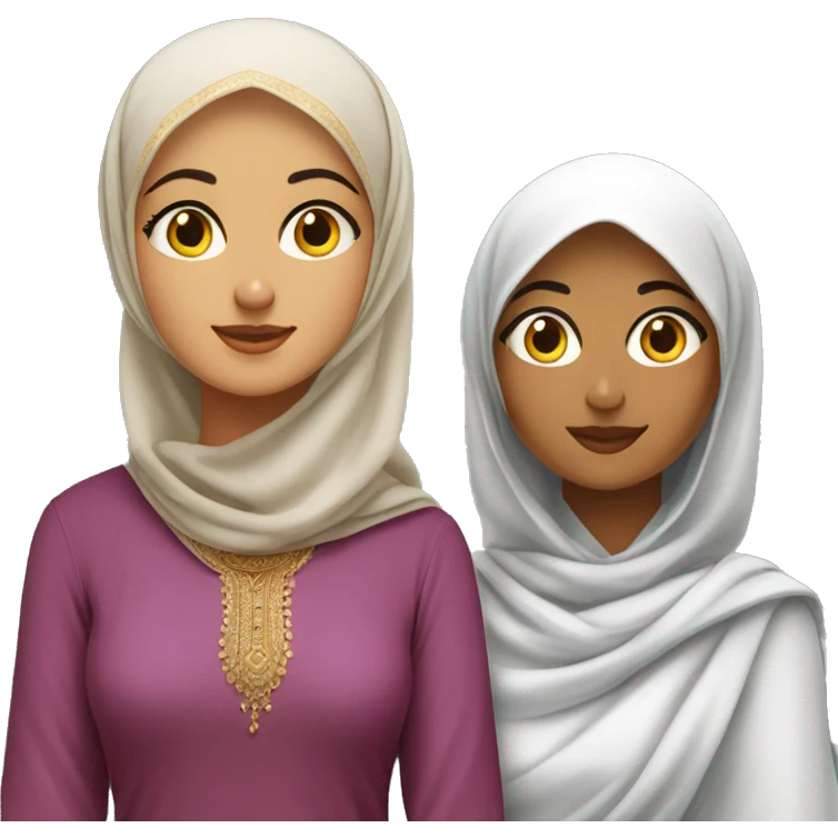 One young hijab women and one desi young women in saree emoji