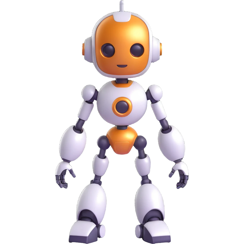 female robot, friendly, round shapes, metallic finish emoji