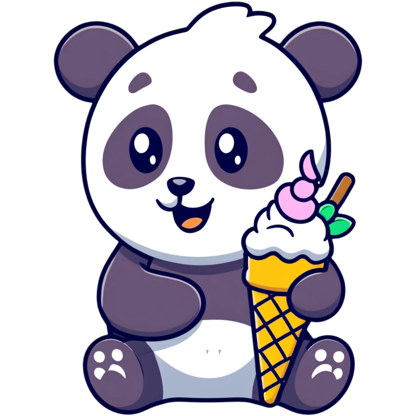 Panda eating ice cream emoji