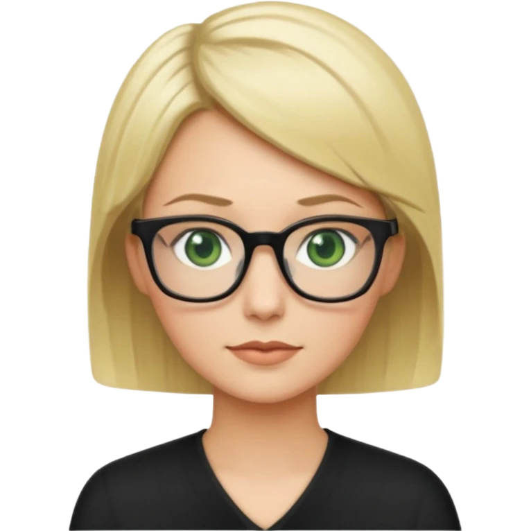 blonde teacher with short hair and green eyes and black glasses emoji