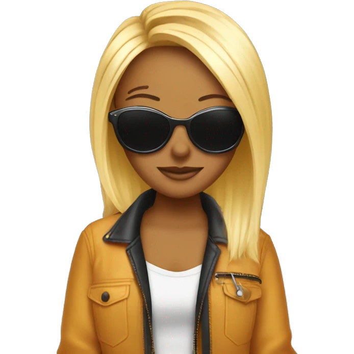 Cool y2k hairstylist wearing sunglasses and holding scissors  emoji