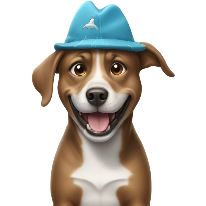 dog wearing a shark hat  emoji