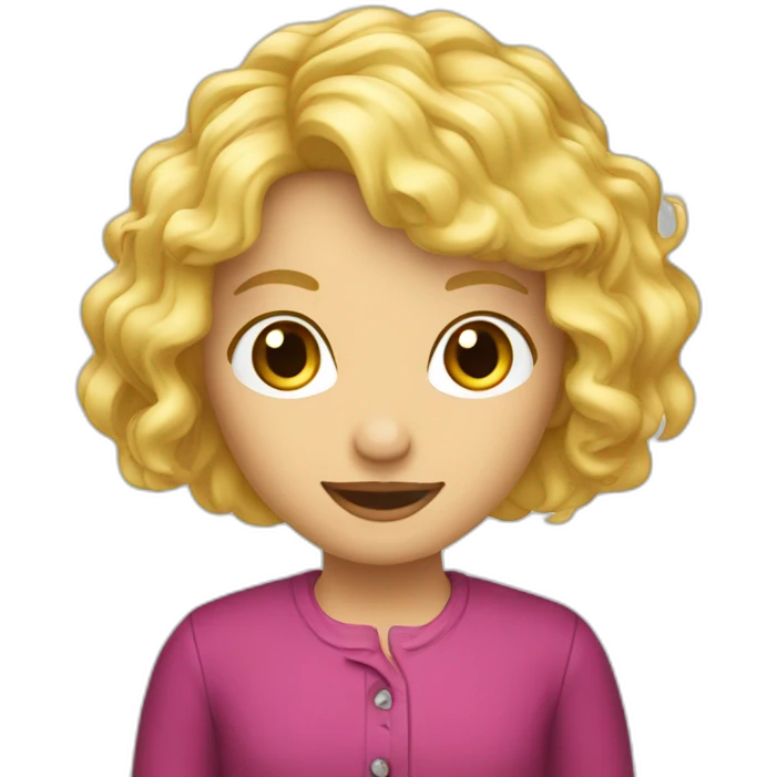 Ferme blonde qui essaie une perruque emoji